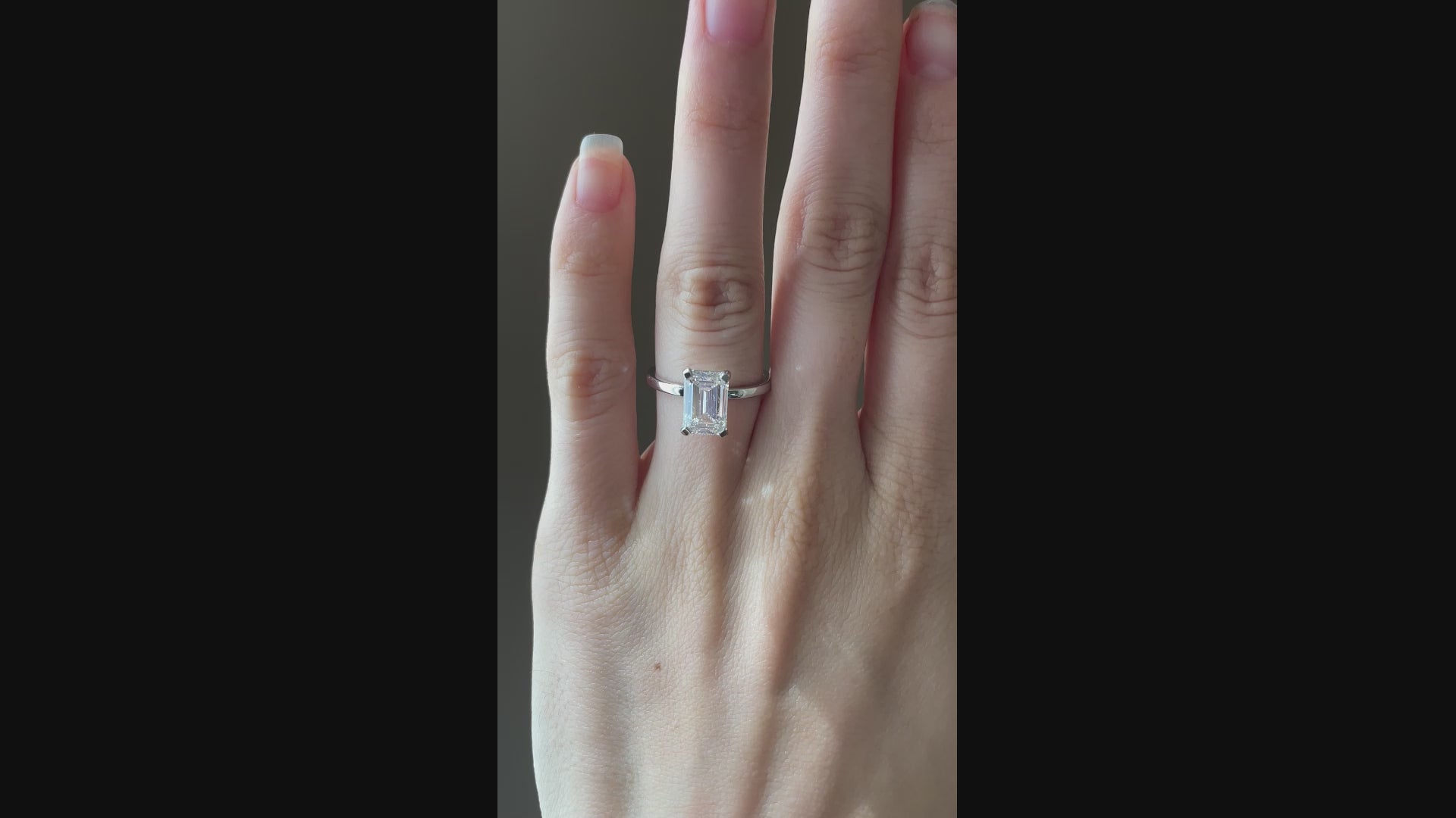 affordable discount 14k white gold 2.50 carat radiant lab created diamond engagement ring Quorri Canada