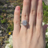 affordable platinum dual claw 2 carat radiant halo lab diamond engagement ring Quorri