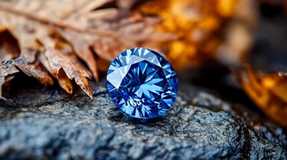 lab grown round brilliant blue sapphire gemstones at Quorri