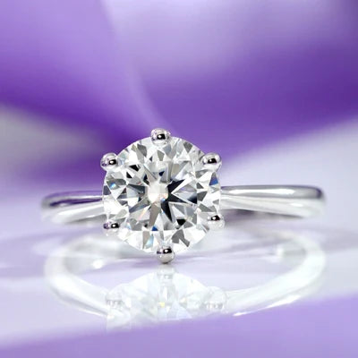 2 carat solitaire lab created diamond engagement ring in white gold