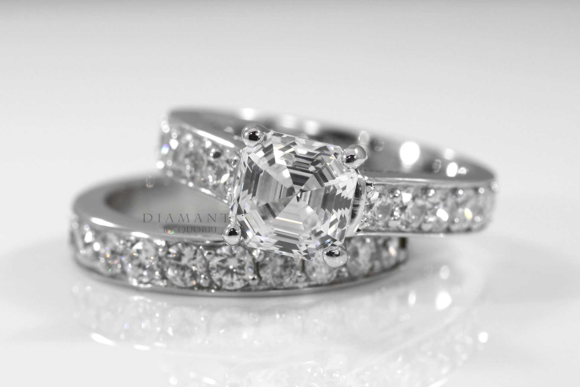 Asscher cut moissanite lab diamonds ring set Canada