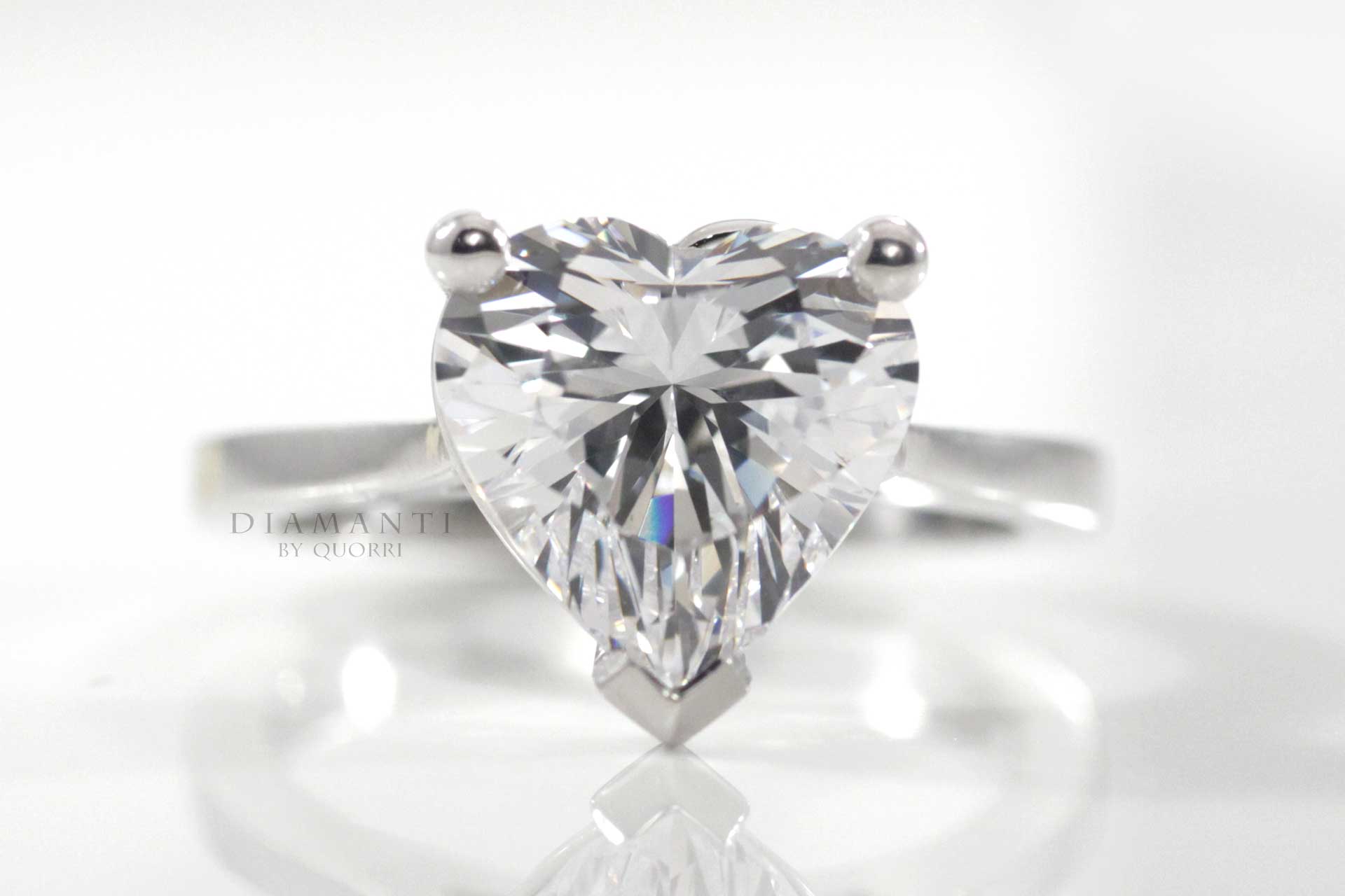 heart cut moissanite lab diamond engagement ring