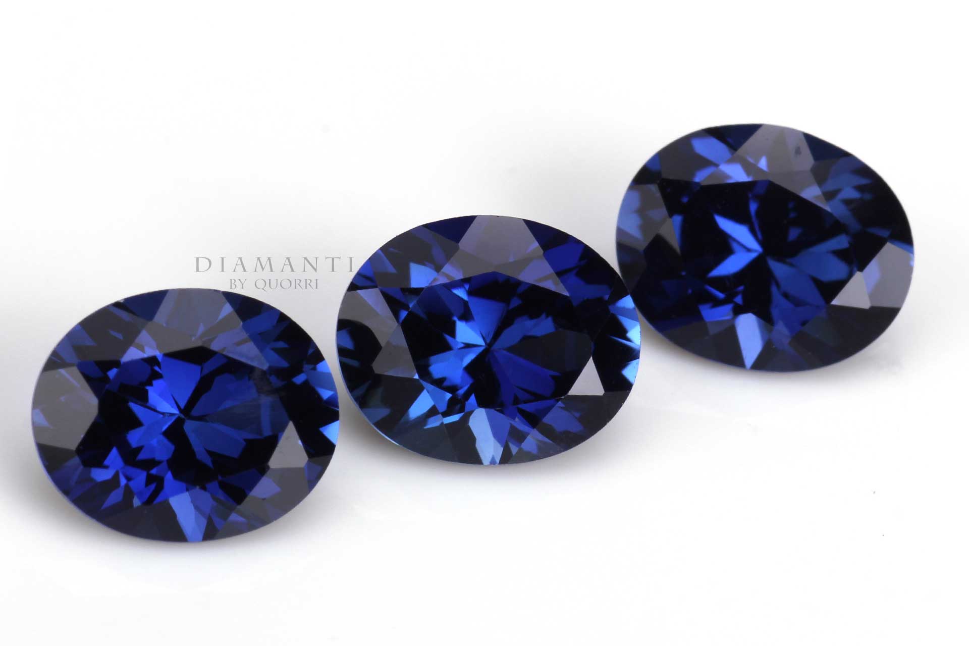 Cultured Lab Grown Oval Blue Sapphires