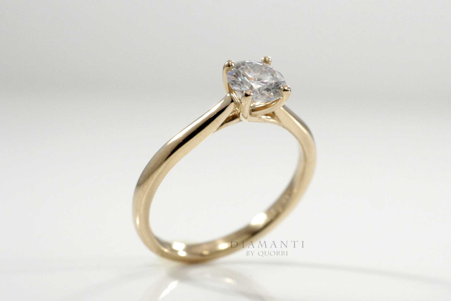 petite lab diamond solitaire ring in yellow gold